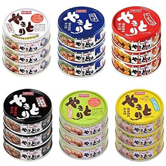 Hotei Foods canned food set yakitori 3 cans 6 varieties 18 tare salt spicy garlic pepper yuzu lemon snacks storage emergency
