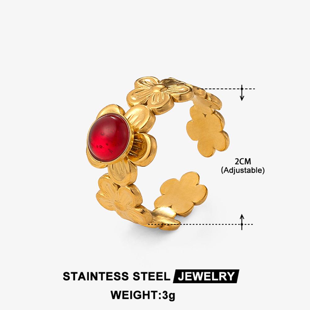 Turquoise Geometric Titanium Steel Bohemian Open Ring