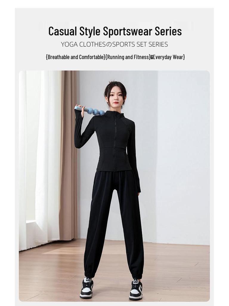 Women's Quick-Dry Yoga & Running Set: Sunscreen Jacket & Casual Pants