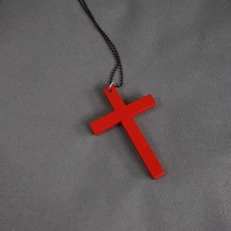 

Хэллоуин Украшения Мужские и Женские Готические Винтажные Темная Мода Забавные Причудливые Деревянный Кулон в виде Креста Ожерелье для Свитера красный
