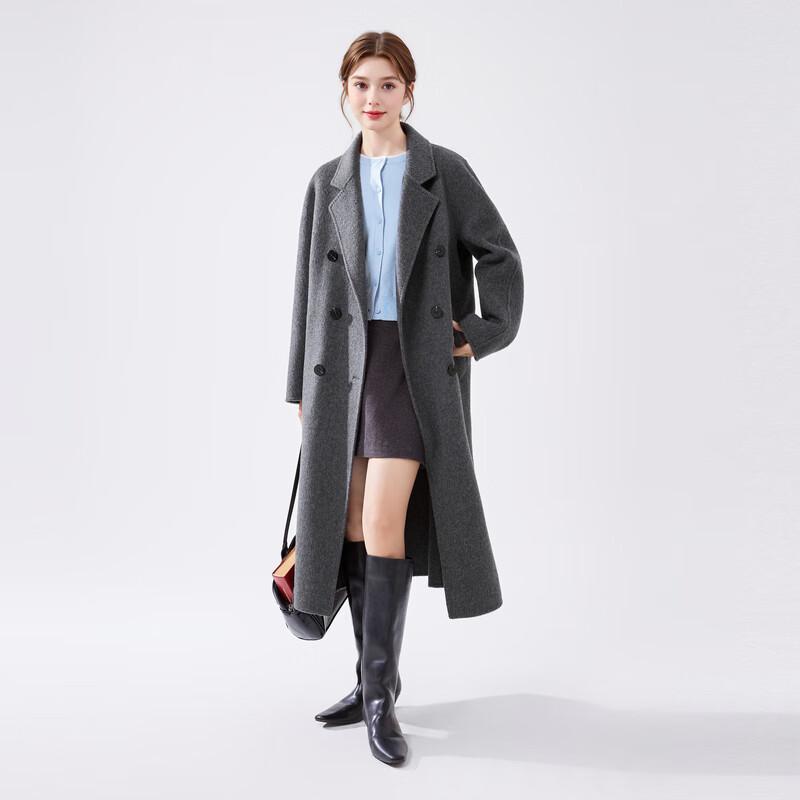 Qiusbiyiren Women's Elegant Double-Sided Wool Coat