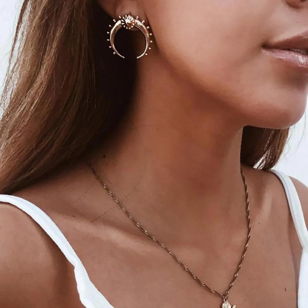 Jieding 18K Stainless Steel Double C Stud Earrings: High-End Niche Titanium Steel Cross-Border Earrings