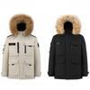 Thickened Couple Workwear Down Jacket Winter Clothing for Men and Women, Mid-Length Style with Fur Collar, Outdoor Warmth