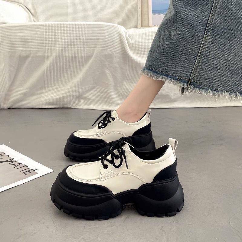 

2025 Черные лоферы на платформе: Обувь в французском стиле, увеличивающая рост, для весны и осени 37