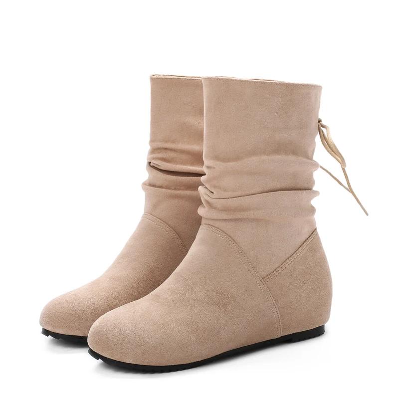 Fashion Vintage Warm Plush Women Ankle Boots Fashion Lace Up Short Booties Winter Comfort Internal Elevation Cotton Shoes