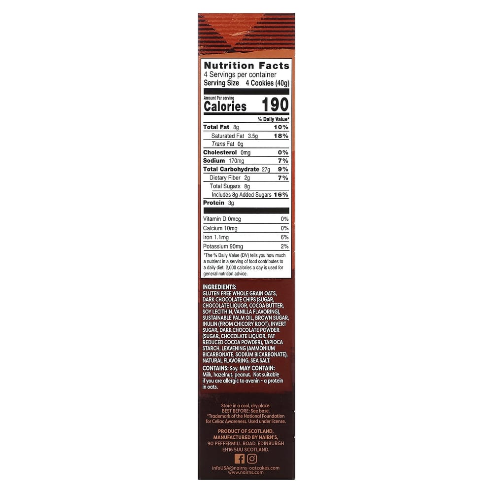 Nairn's Gluten-Free Oat Graham Chocolate Chip 160g (5.64 oz)