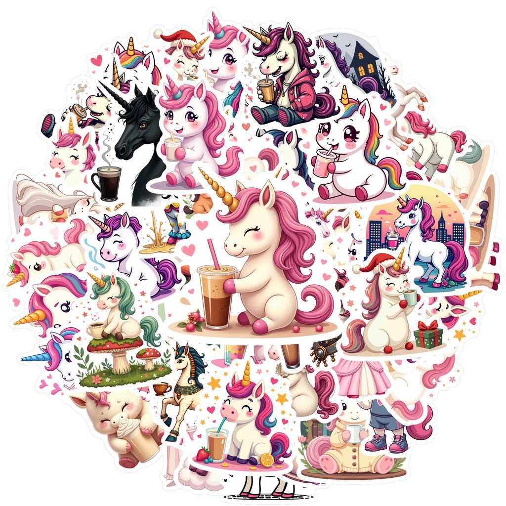 35-150pcs Unicorn Stickers Cute Pony Graffiti Sticker Kawaii Animal Stationery Sticker Decals Classroom Learning Rewards