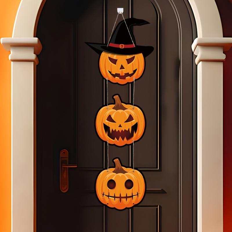 2Pcs Halloween Door Decorations Pumpkin Hanging Ornaments, 1Pcs Festive Halloween Cute Pumpkin Paper Wall Hanging, Halloween Home Decoration, Pumpkin