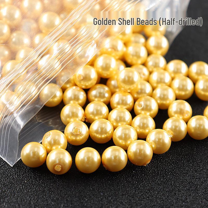 Half-drilled Round Shell Pearl Beads for DIY Jewelry: Earrings, Ornaments, Rings, Semi-finished Products, Buttons