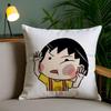 Cartoon Chibi M-Maruko-Chans Kissenbezug Weicher Kurzer Plüsch Beidseitiger Druck Heimdekoration Waschmaschinenfester Kissenbezug Geschenk