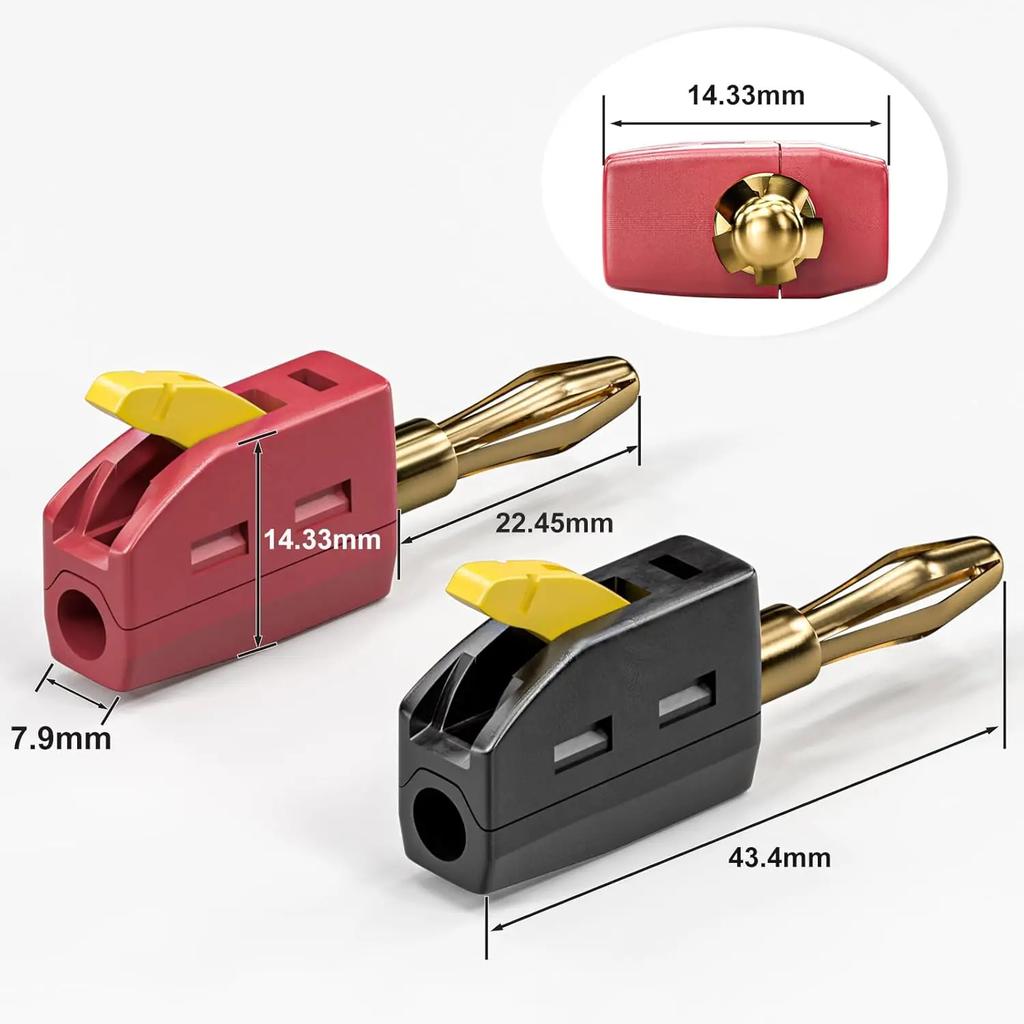 Portable 32A 4mm Banana Plug Solderless Quick Connect High Current Gold-Plated Banana Connectors Audio Copper Speakers Amplifier