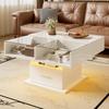 Multifunctional High-Gloss Lift Coffee Table with LED Lighting, Adjustable Height & Flexible Storage for Living Room, Office & Small Apartments