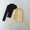 Womens Semi-Turtleneck Light Workwear Jacket Solid Color Office Casual Top