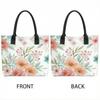 Floral Printed Tote Bag Casual Lightweight Canvas Handbag for Daily Use