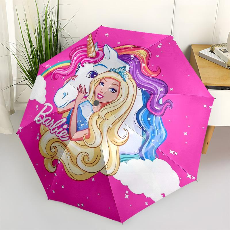 

1pc Barbie Unicorn Fantasy Umbrella with Plastic Handle,Suitable for All Seasons Travel Outdoor Multi-functional UmbrellaDCS185
