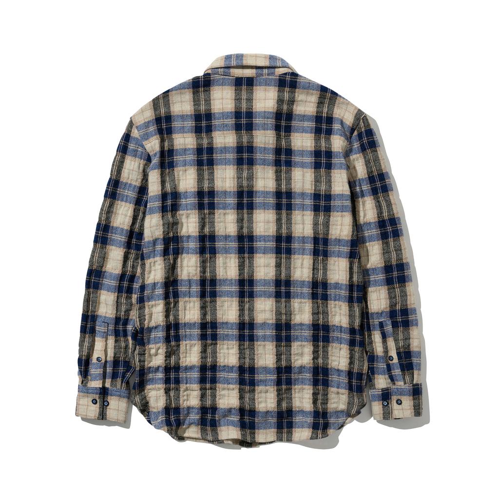 UJ BECOMING Wool Check Washed Shirt Blue