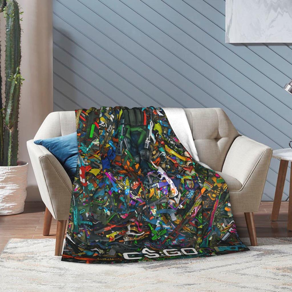 Counter Strike CS Go Fleece Throw Fashion Blanket Shootting Game Art for Bedding Throws Knitted Fashion Blanket Office Thin Portable Quilt