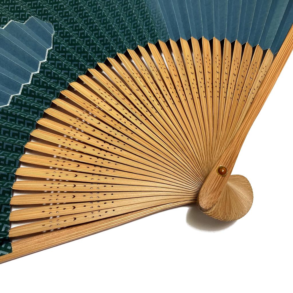 Hanakanzashi Folding Premium Paper Fan with Japanese Navy and Flowing Water Size 82 Men's Fan, 21.5cm, Pattern, Blue-Gray, Blue, Blue, Design,