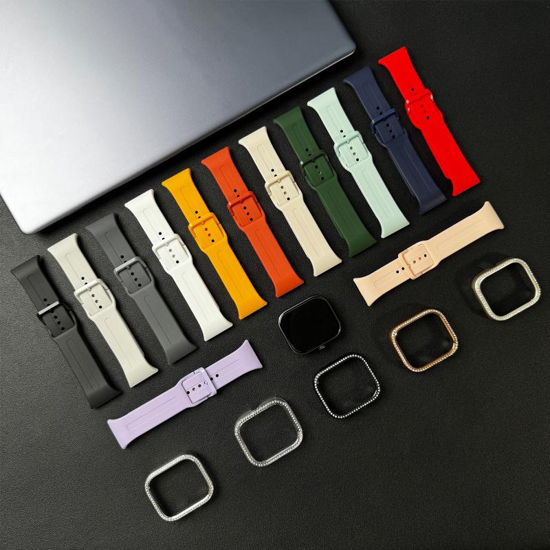 2pcs Set For Redmi Watch 5/6 Sport Band Crystal Hollow Protective Case Classic Business Breathable Solid Color Strap