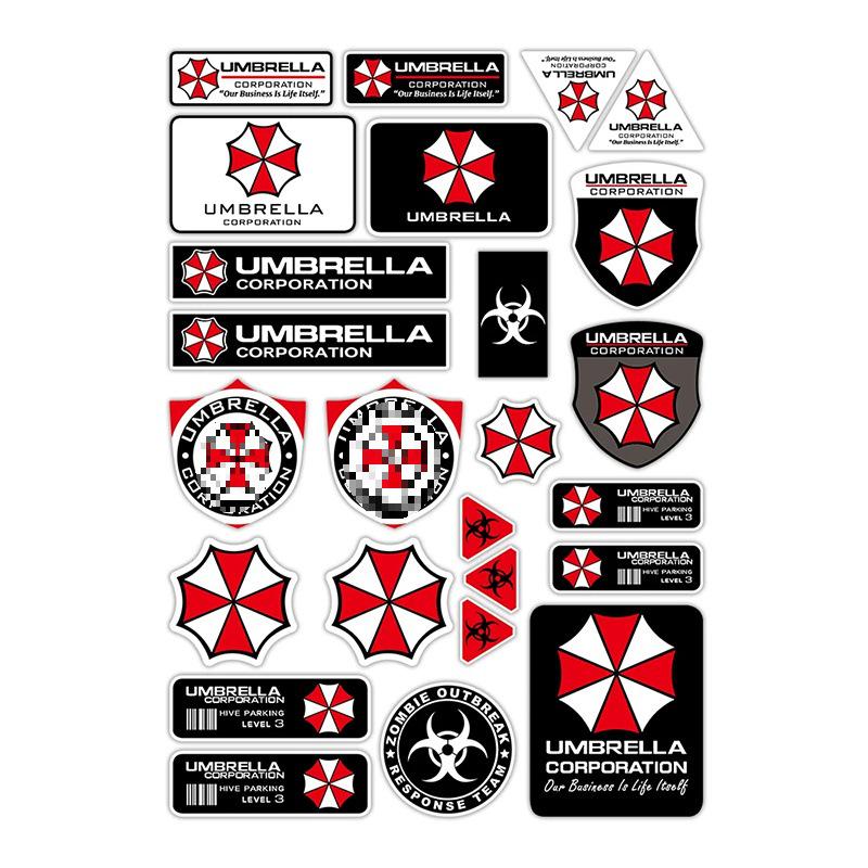 Наклейка на мотоцикл/автомобіль Resident Evil Umbrella: Водонепроникна та міцна наклейка