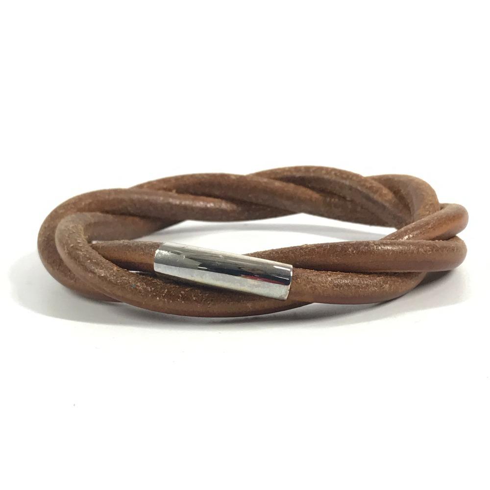 Hermes Tornado Breath Accessory Jewelry Bracelet Leather Brown/SilverHardware