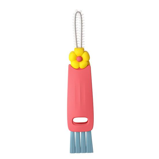 Cleaning Brush 3 in 1 Flower Shape Soft Bristles Stubborn Stain Removal Spiral Cup Mouth Cleaner Rotatable Foldable Multifunctional Cup Brush
