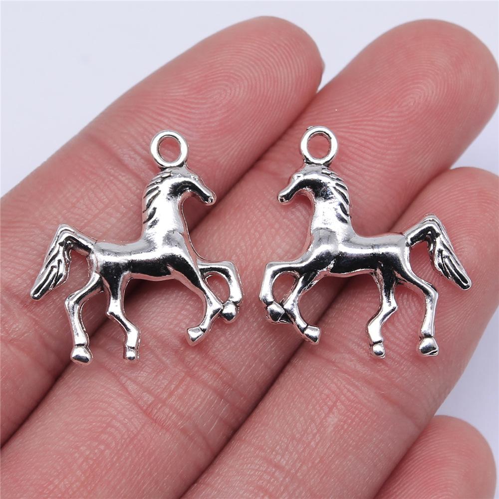 20pcs Running Horse Charms For Jewelry Making Tibetan Bronze Silver Color Pendants Antique Jewelry Making DIY Handmade Craft