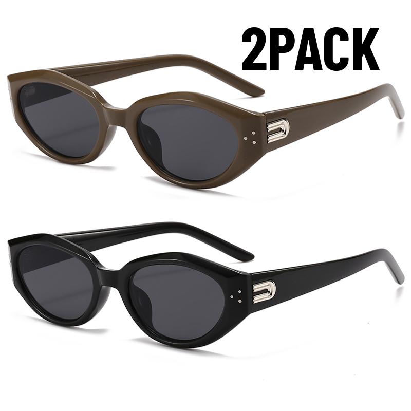 2PACK New Y2K Small Square Sunglasses Women Cat Eye Brand Sunglasses Fashion Trendy Outdoor Goggles Men Punk Sports Sun Glasses