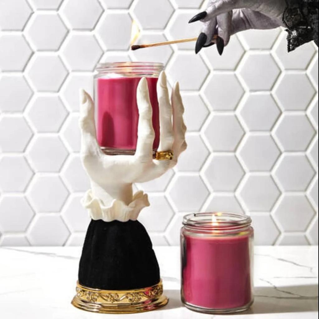 Witch Hand Candlestick Halloween Palm Candle Holder Gothic Decor Snack Bowl Stand Resin Ornament Halloween Decorations For Home