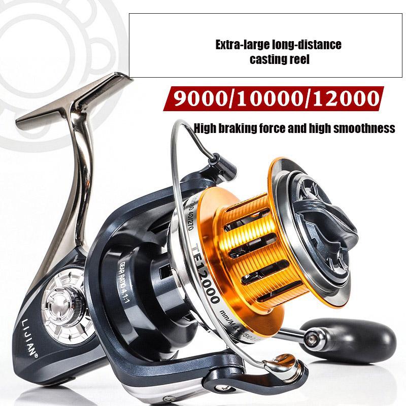 Mavllos TE Surf Spinning Fishing Reel Speed Ratio 4.1:1 Bearings 10+1 Metal Brake Pads Super Smooth Long-distance Casting Metal Fishing Reel