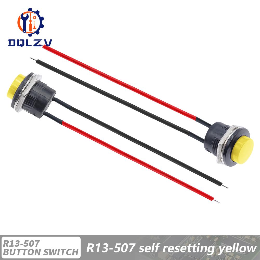

Momentary Push Button Switch With Cable 16mm 6A/125VAC 3A/250VAC Round Switches R13-507 BLACK RED GREEN WHITE BLUE YELLOW 1PCS