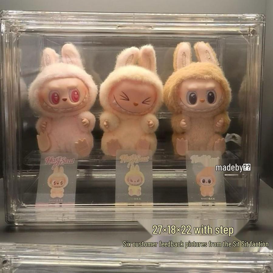 Transparent Vinyl Labubu Doll Display Storage Box for Pop Mart Figurines