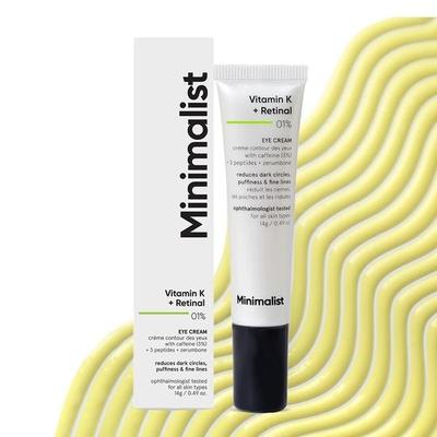 Minimalistický očný krém s vitamínom K + retinalom 0,1% | Redukuje tmavé kruhy | S kofeínom proti opuchom | Pre ženy a mužov | 14 g