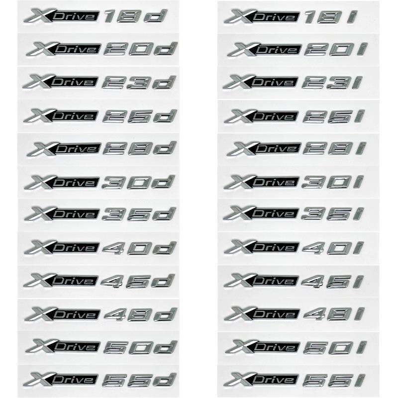 Compatible with BMW X1, X3, X5, X6 xDrive 20i, 28i, 30i, 35i, 40i Displacement Side and Tail Badge