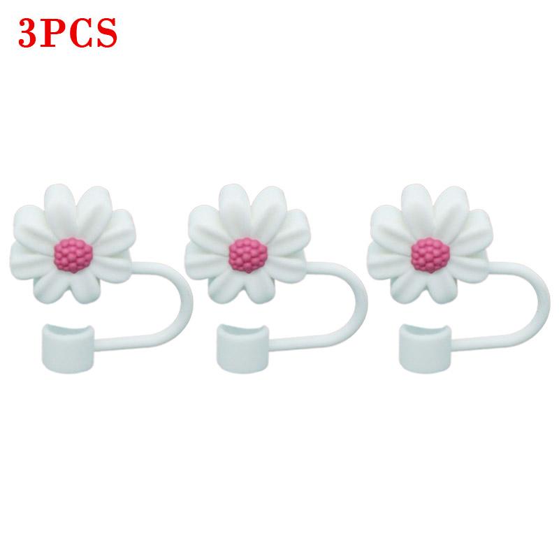 10PCS Silicone Straw Covers Cap Compatible with Stanley 30&40Oz Cup10mm Cute Flower Straw Toppers,Reusable Dust-Proof Straw Caps