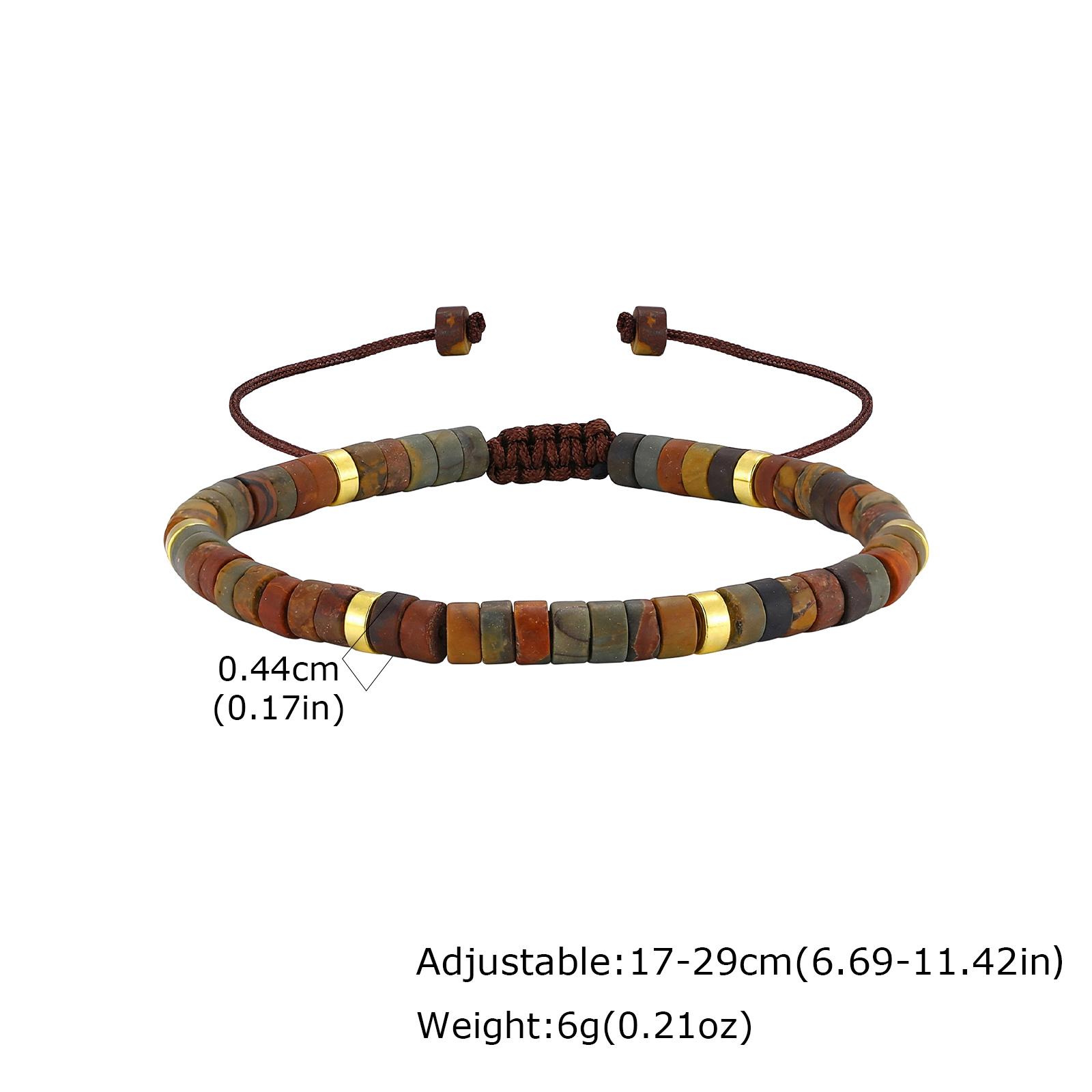 

High Quality Natural Tiger Eye Stone Tube Shape Bracelet for Men Minimalist Natural Stone Adjustable Rope Chain Bracelet
