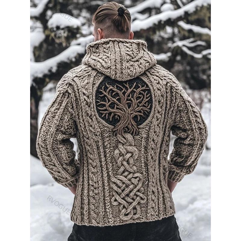 Unisex 3D-bedruckter Strickpullover mit Kapuze für Herbst/Winter