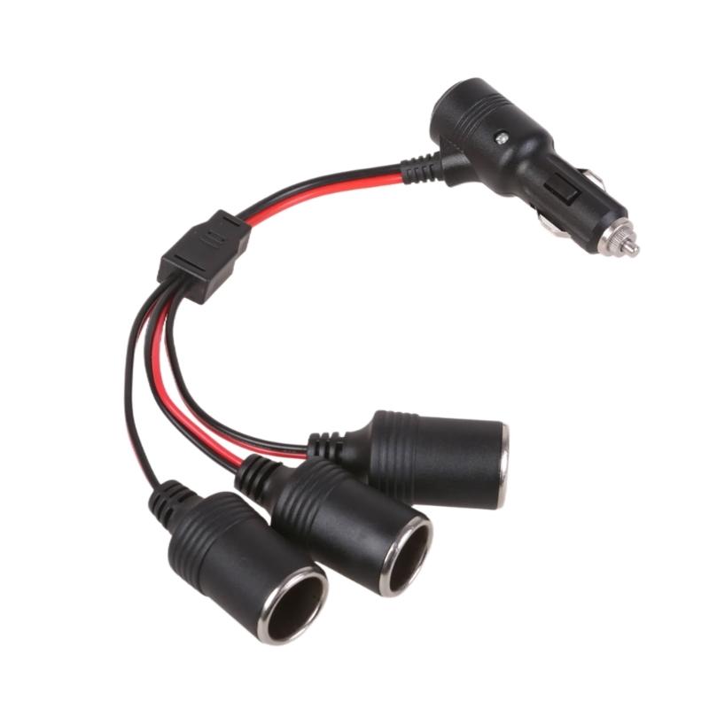 

12V-24V Car Cigarettes Lighter Splitter Adapter Cable Cord with Power Switching Button 1 Male to 2/4/3 Female Socket