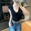 Korean Style Lace Patchwork V-neck Short Sleeve T-Shirt for Women's Summer Slimming Pure Desire Style Tied Versatile Short Top