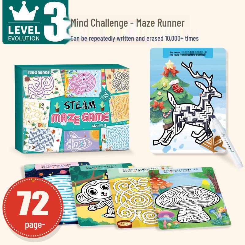 Children s Erasable Pen Training Cards: Maze & Sudoku for Concentration & Pen Control