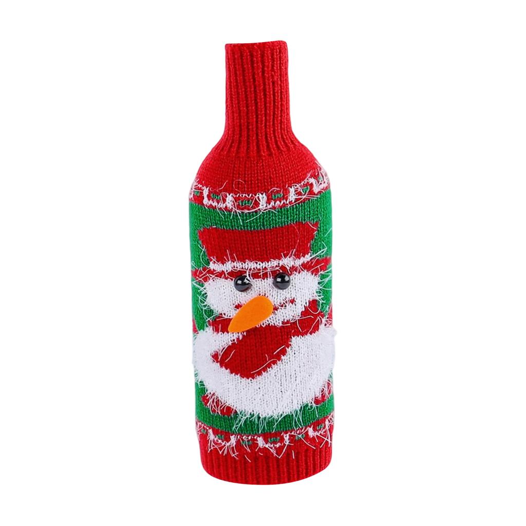 Santa Snowman Red Wine Bottle Set Knitted Wine Bottle Set Table Champagne Bottle Set Decoration