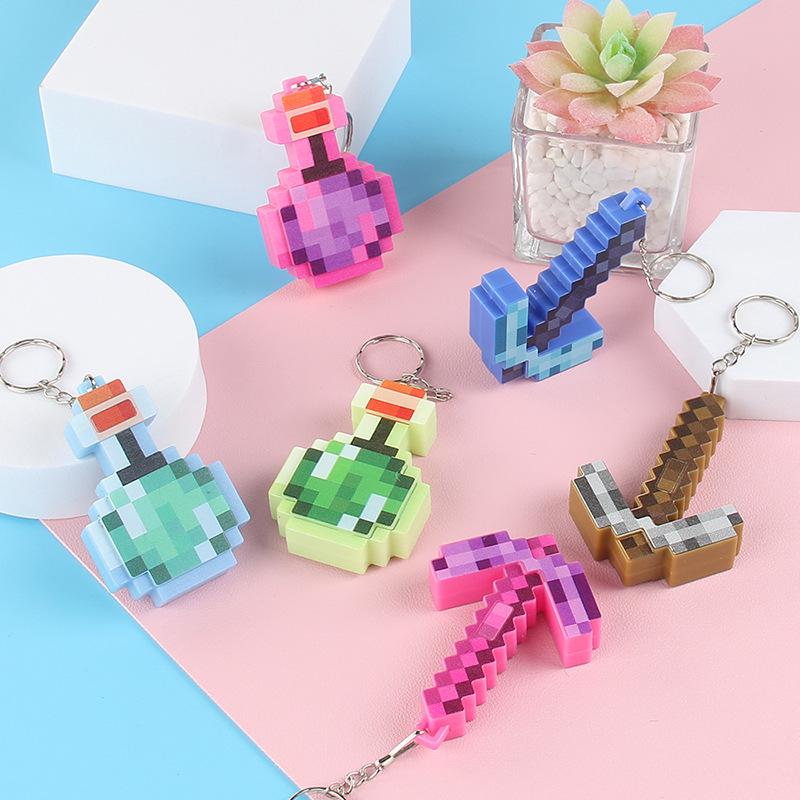 Svítící Pixelová Lektvarová Krumpáč Klíčenka Přívěsek na Batoh - Kreativní Hračka Příslušenství