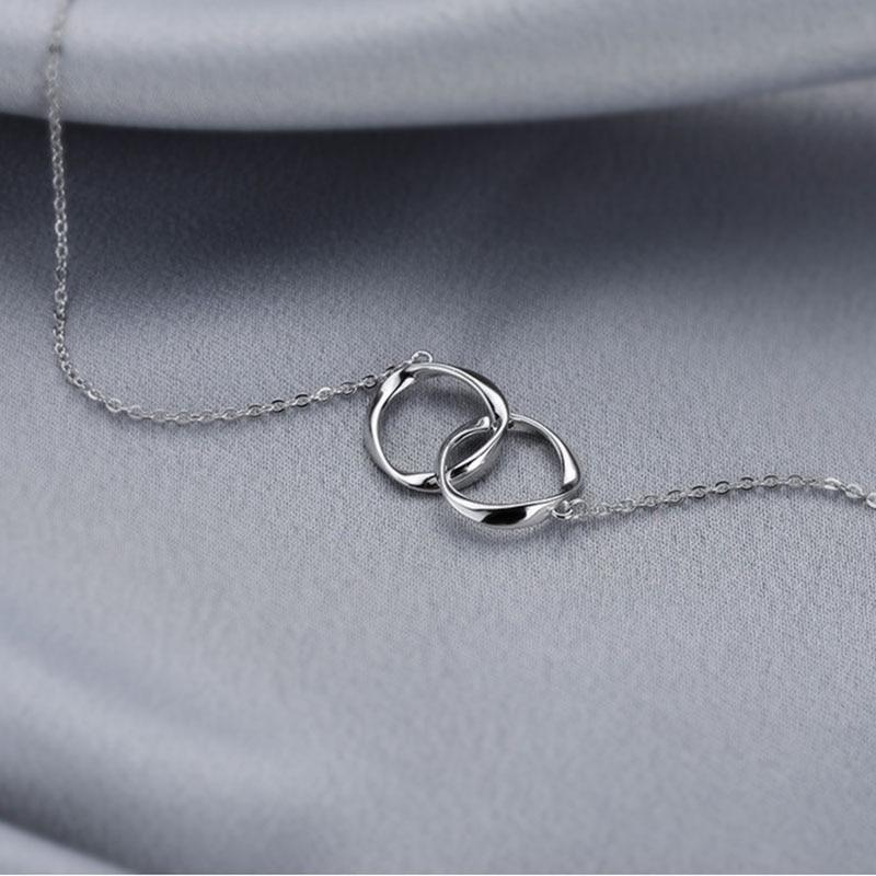 925 Sterling Silver Irregular Circle Necklace Simple Female Clavicle Chain Necklace Daily Jewelry