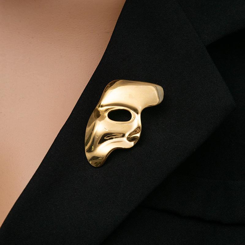 Vintage Stainless Steel Round Irregular Brooch for Women Exquisite Metal Circle Geometric Brooch Suit Accessories Zircon Gift
