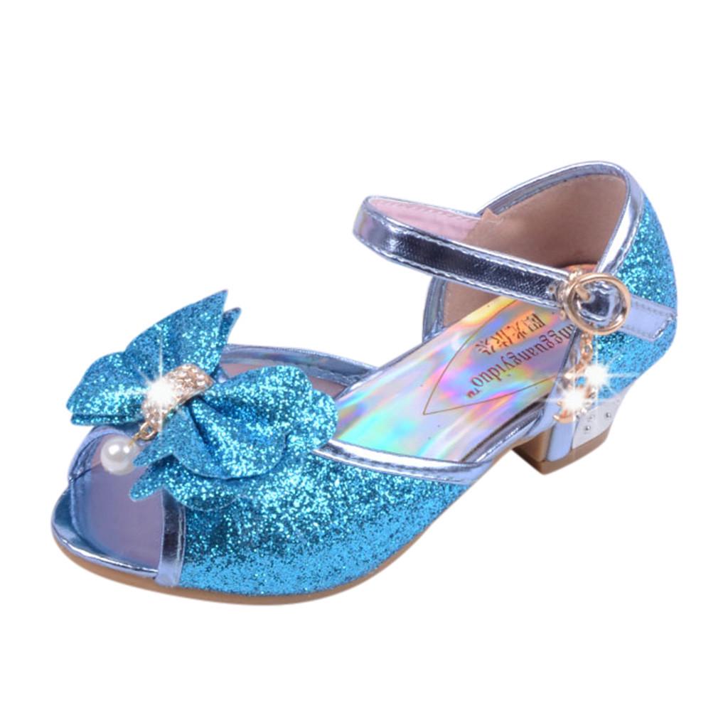 

Infant Kids Baby Girls Pearl Crystal Bling Bowknot Single Princess Shoes Sandals 29 синій