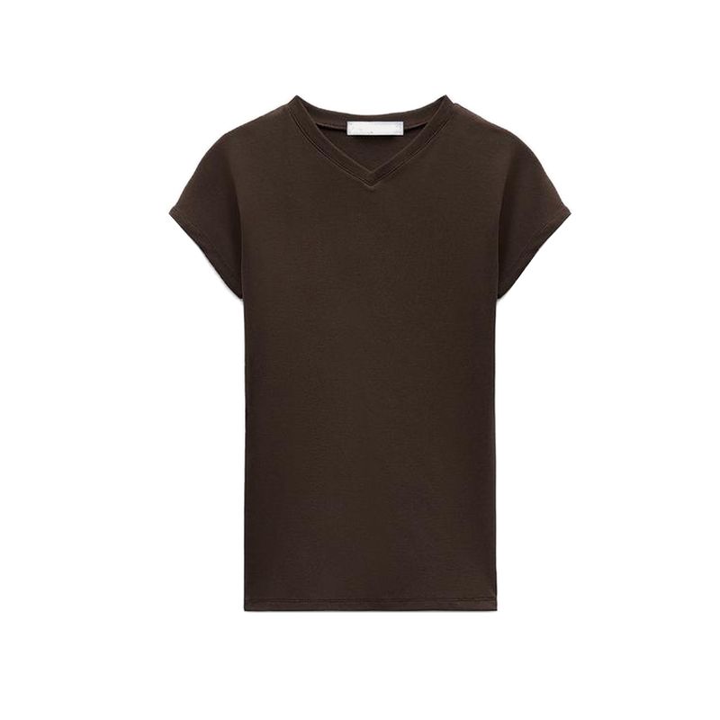 Spring New Women's Clothing French Style Casual Multi-Color Cotton Blend V Neck Silm Straight-leg T-shirt 5644170
