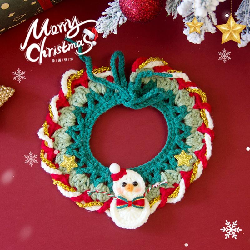 Cat Clothing Costume Pet Puppy Cat Christmas Decorative Collar Scarf Xmas Costume Pet Dress Up Handmade Drool Bib