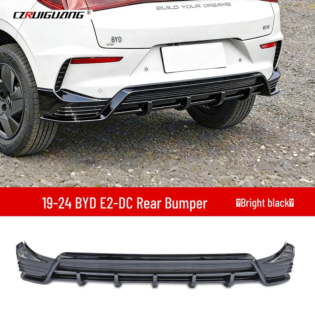 Compatible with BYD E2: Front Bumper Kit, Side Skirts, Rear Spoiler, Top Spoiler, Middle Spoiler, Rear Diffuser, Air Deflector, Rear Bumper. 