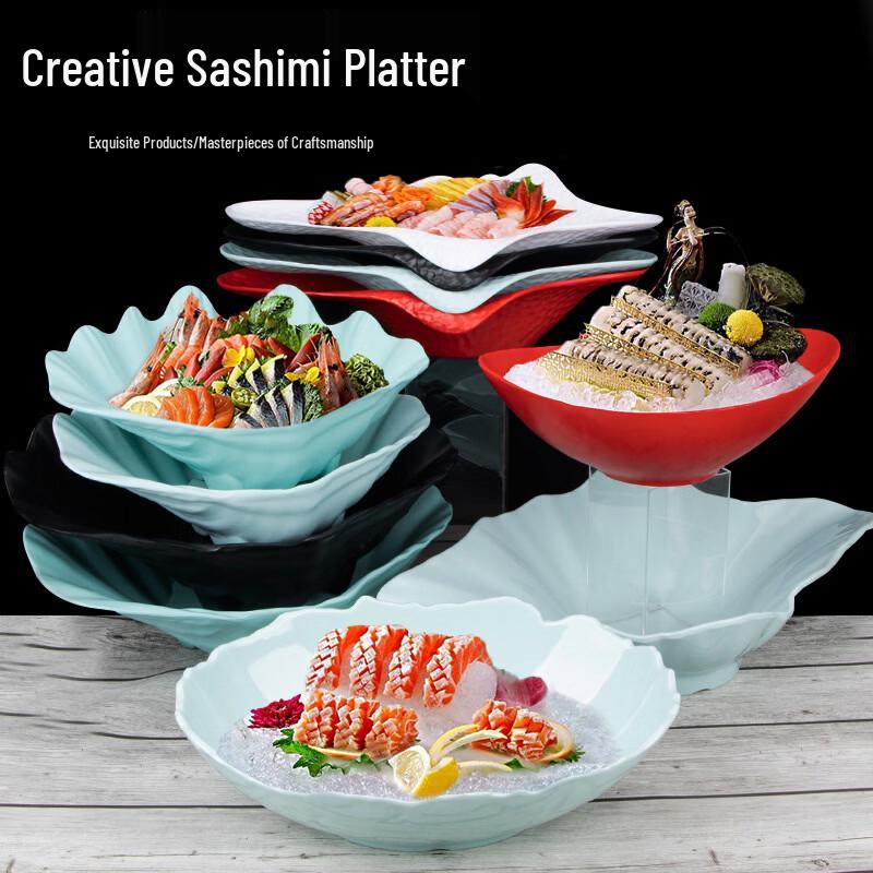 JINMEILI Muschelförmige Melamin-Meeresfrüchte-Sashimi-Platte