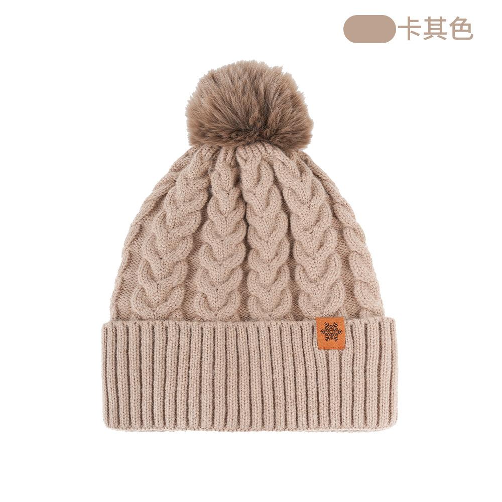 Winter Knitted Hat Scarf Gloves Three-piece Set Double-layer Piled Thickened Warm Wool Knitted Hat Wheat Ears